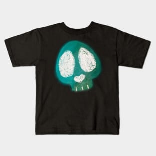 Creepy gothic skull - green white Kids T-Shirt